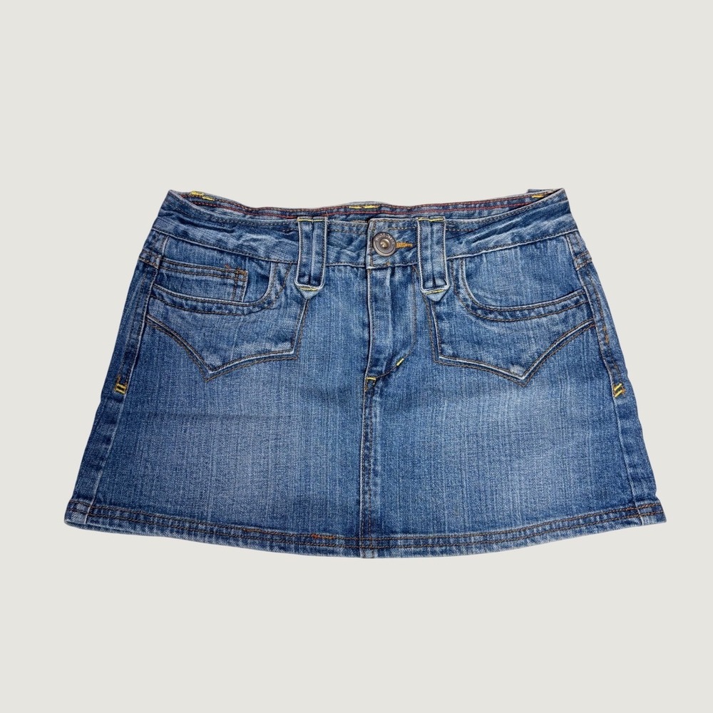 Y2K Mudd Vintage Denim Mini Skirt Medium Wash Low Rise #16